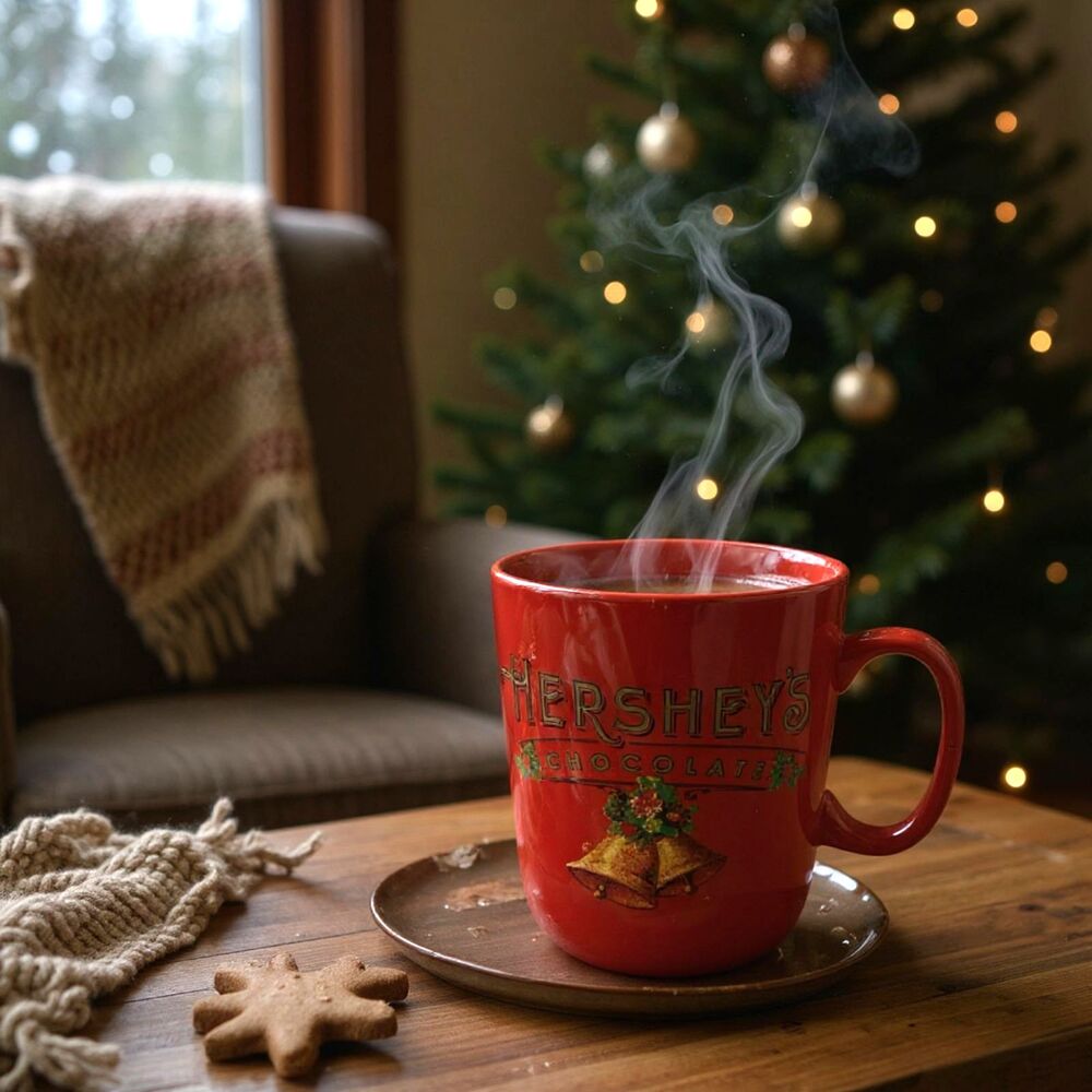 Large Christmas Mug 24 ounce Hersheys Chocolate Holiday Bells Red Green Galerie